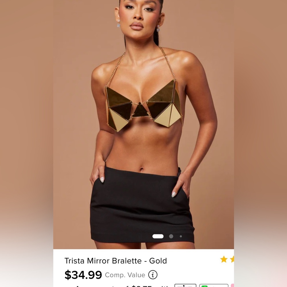 Fashion Nova Trista Mirror Bralette - Gold S